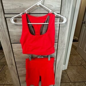 Fabletics Vibrant Red Sports Bra and Shorts Set. Matching set. XS bottom, M top